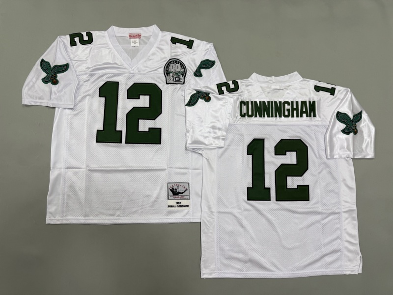 Men 2025 Philadelphia Eagles #12 Cunningham white Throwback Limited NFL Jersey style 001->new york jets->NFL Jersey